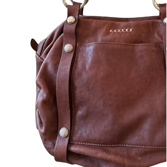 Sundance Genuine Leather Brown Tote Shoulder Satchel Hobo Handbag Boho Chic - Picture 3 of 12